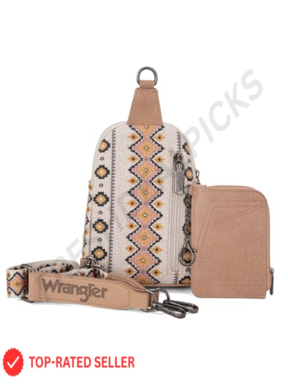 Wrangler Aztec Sling Crossbody Bag with Keychain Wallet Set - Picture 5 of 6
